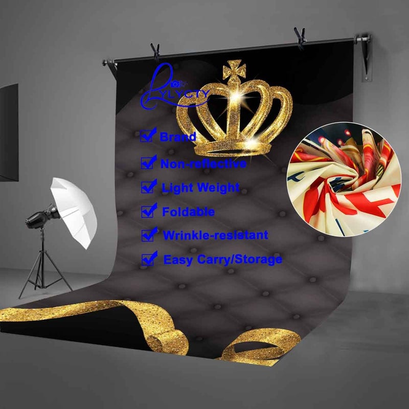 LYLYCTY 5x7ft Crown Backdrop Bling Crown Grey Sofa Photography Background and Studio Photography Backdrop Props LYGE813 - Image 4